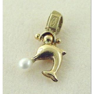 Gold 14k pendants Dolphin with Pearls ΜΙ 000002  Weight:0.87gr