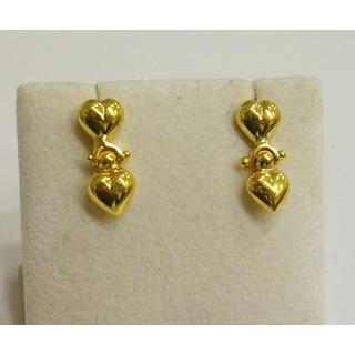 Χρυσά σκουλαρίκια Κ14 χωρίς πέτρες Καρδιά ΣΙ 000002  Βάρος:1.8gr