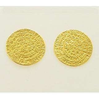 Gold 14k earrings Phaistos disk ΣΚ 000031  Weight:2.88gr