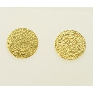 Gold 14k earrings Phaistos disk ΣΚ 000032  Weight:2.6gr