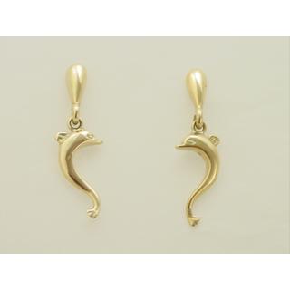 Gold 14k earrings Dolphin ΣΚ 000063  Weight:2.15gr