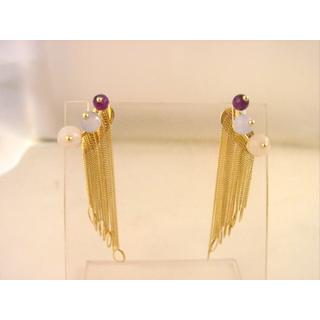 Gold 14k earrings with semi precious stones ΣΚ 000152  Weight:6.5gr