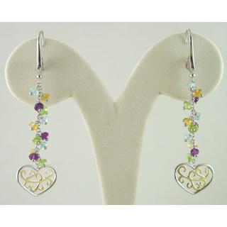 Gold 14k earrings Heart with semi precious stones ΣΚ 000216  Weight:6.07gr