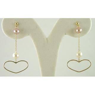 Gold 14k earrings Heart with semi precious stones ΣΚ 000217  Weight:3.88gr