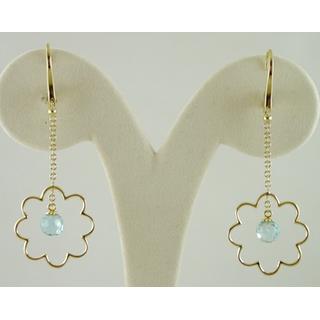 Gold 14k earrings Flowers with semi precious stones ΣΚ 000218  Weight:4.42gr