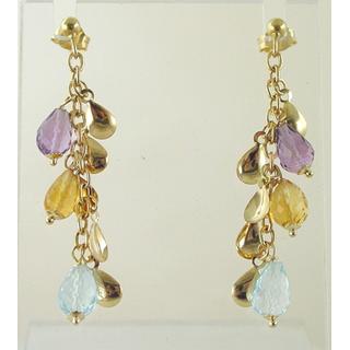 Gold 14k earrings with semi precious stones ΣΚ 000235  Weight:2.7gr