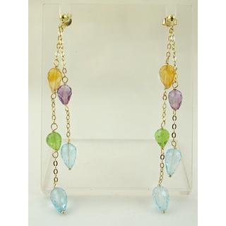 Gold 14k earrings with semi precious stones ΣΚ 000237  Weight:4.89gr