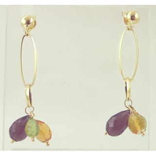 Gold 14k earrings with semi precious stones ΣΚ 000238  Weight:2.47gr