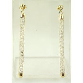 Χρυσά σκουλαρίκια Κ14 με ζιργκόν Μοντέρνα-Διάφορα ΣΚ 000241  Βάρος:3.19gr