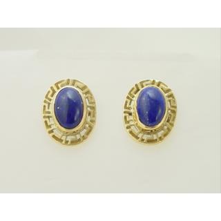 Gold 14k earrings Greek key with semi precious stones ΣΚ 000254  Weight:4.34gr