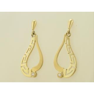 Gold 14k earrings Greek key with Zircon ΣΚ 000259  Weight:4.71gr