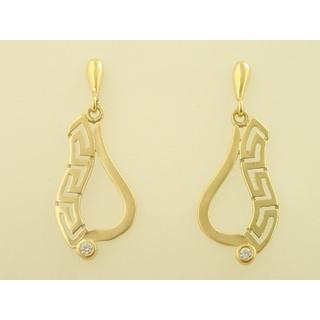 Gold 14k earrings Greek key with Zircon ΣΚ 000260  Weight:4.31gr