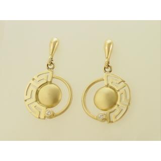 Gold 14k earrings Greek key with Zircon ΣΚ 000261  Weight:4.31gr