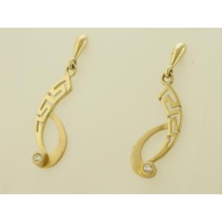 Gold 14k earrings Greek key with Zircon ΣΚ 000280  Weight:3.76gr
