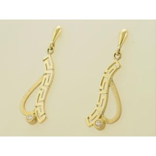 Gold 14k earrings Greek key with Zircon ΣΚ 000281  Weight:3.66gr