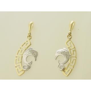 Gold 14k earrings Dolphin with Zircon ΣΚ 000282  Weight:3.99gr