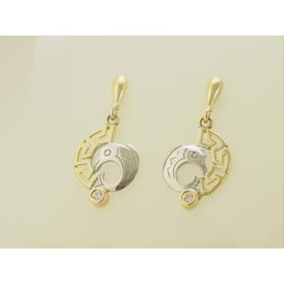 Gold 14k earrings Dolphin with Zircon ΣΚ 000283  Weight:3.5gr