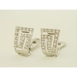 Gold 14k earrings Greek key with Zircon ΣΚ 000297  Weight:5.45gr