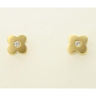 Gold 14k earrings Flowers with Zircon ΣΚ 000444  Weight:1.73gr