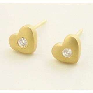 Χρυσά σκουλαρίκια Κ14 με ζιργκόν Καρδιά ΣΚ 000446  Βάρος:1.88gr