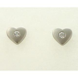Χρυσά σκουλαρίκια Κ14 με ζιργκόν Καρδιά ΣΚ 000447  Βάρος:1.82gr