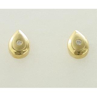 Χρυσά σκουλαρίκια Κ14 με ζιργκόν Μοντέρνα-Διάφορα ΣΚ 000486  Βάρος:2.17gr