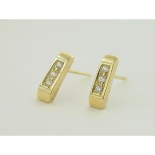 Χρυσά σκουλαρίκια Κ14 με ζιργκόν Μοντέρνα-Διάφορα ΣΚ 000487  Βάρος:2.76gr