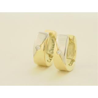 Χρυσά σκουλαρίκια Κ14 με ζιργκόν Μοντέρνα-Διάφορα ΣΚ 000543  Βάρος:6.36gr