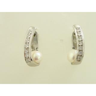 Gold 14k earrings with Pearls and Zircon ΣΚ 000556  Weight:5.91gr