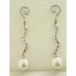 Gold 14k earrings with Pearls and Zircon ΣΚ 000559  Weight:7.71gr