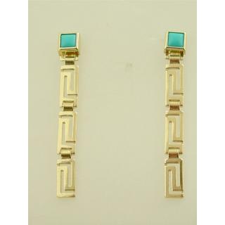 Gold 14k earrings Greek key with semi precious stones ΣΚ 000561  Weight:3.6gr