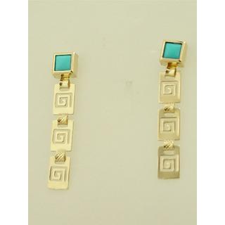 Gold 14k earrings Greek key with semi precious stones ΣΚ 000563  Weight:2.28gr