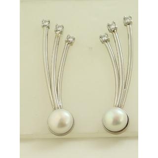 Gold 14k earrings with Pearls and Zircon ΣΚ 000566  Weight:11.21gr
