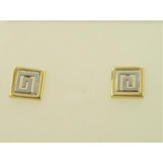 Gold 14k earrings Greek key ΣΚ 000570  Weight:1.94gr