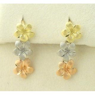 Gold 14k earrings Flowers ΣΚ 000675  Weight:2.09gr