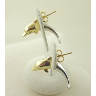 Gold 14k earrings Dolphin ΣΚ 000679  Weight:5gr