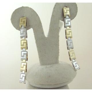 Gold 14k earrings Greek key ΣΚ 000695  Weight:1.69gr