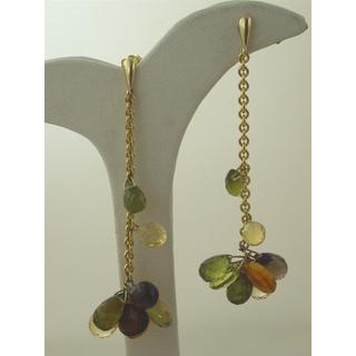 Gold 14k earrings with semi precious stones  ΣΚ 000696  Weight:10.3gr