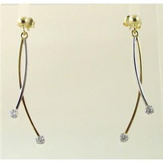 Χρυσά σκουλαρίκια Κ14 με ζιργκόν Μοντέρνα-Διάφορα ΣΚ 000711  Βάρος:1.89gr
