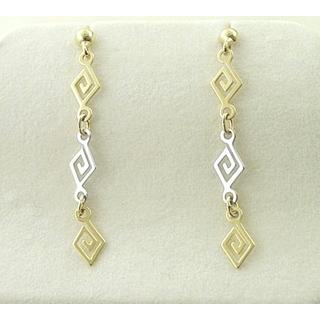 Gold 14k earrings Greek key ΣΚ 000722  Weight:1.9gr