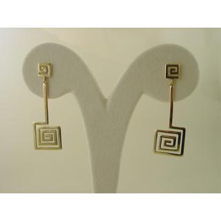 Gold 14k earrings Greek key ΣΚ 000725  Weight:6.34gr
