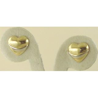 Χρυσά σκουλαρίκια Κ14 χωρίς πέτρες Καρδιά ΣΚ 000764  Βάρος:0.96gr