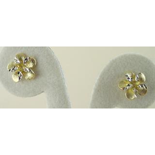 Χρυσά σκουλαρίκια Κ14 χωρίς πέτρες Λουλούδια ΣΚ 000766  Βάρος:0.93gr