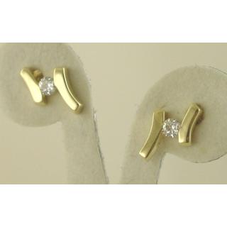 Χρυσά σκουλαρίκια Κ14 με ζιργκόν Μοντέρνα-Διάφορα ΣΚ 000769  Βάρος:1.81gr
