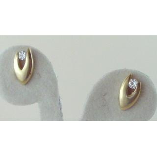 Χρυσά σκουλαρίκια Κ14 με ζιργκόν Μοντέρνα-Διάφορα ΣΚ 000770  Βάρος:1.09gr