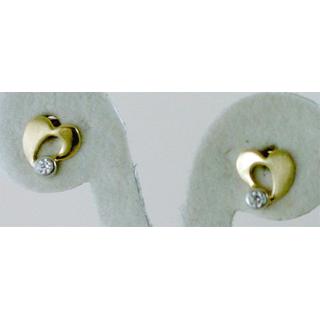 Gold 14k earrings Heart with Zircon ΣΚ 000771  Weight:0.83gr