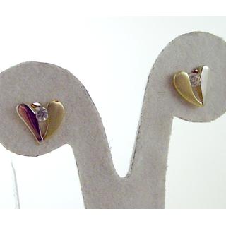 Gold 14k earrings Heart with Zircon ΣΚ 000773  Weight:1gr