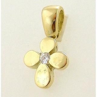 Gold 14k cross with zircon  ΣΤ 000019 Weight:2.31gr