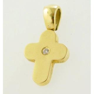 Gold 14k cross with zircon  ΣΤ 000020 Weight:2.86gr