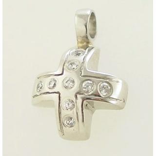 Gold 14k cross with zircon  ΣΤ 000027 Weight:2.62gr